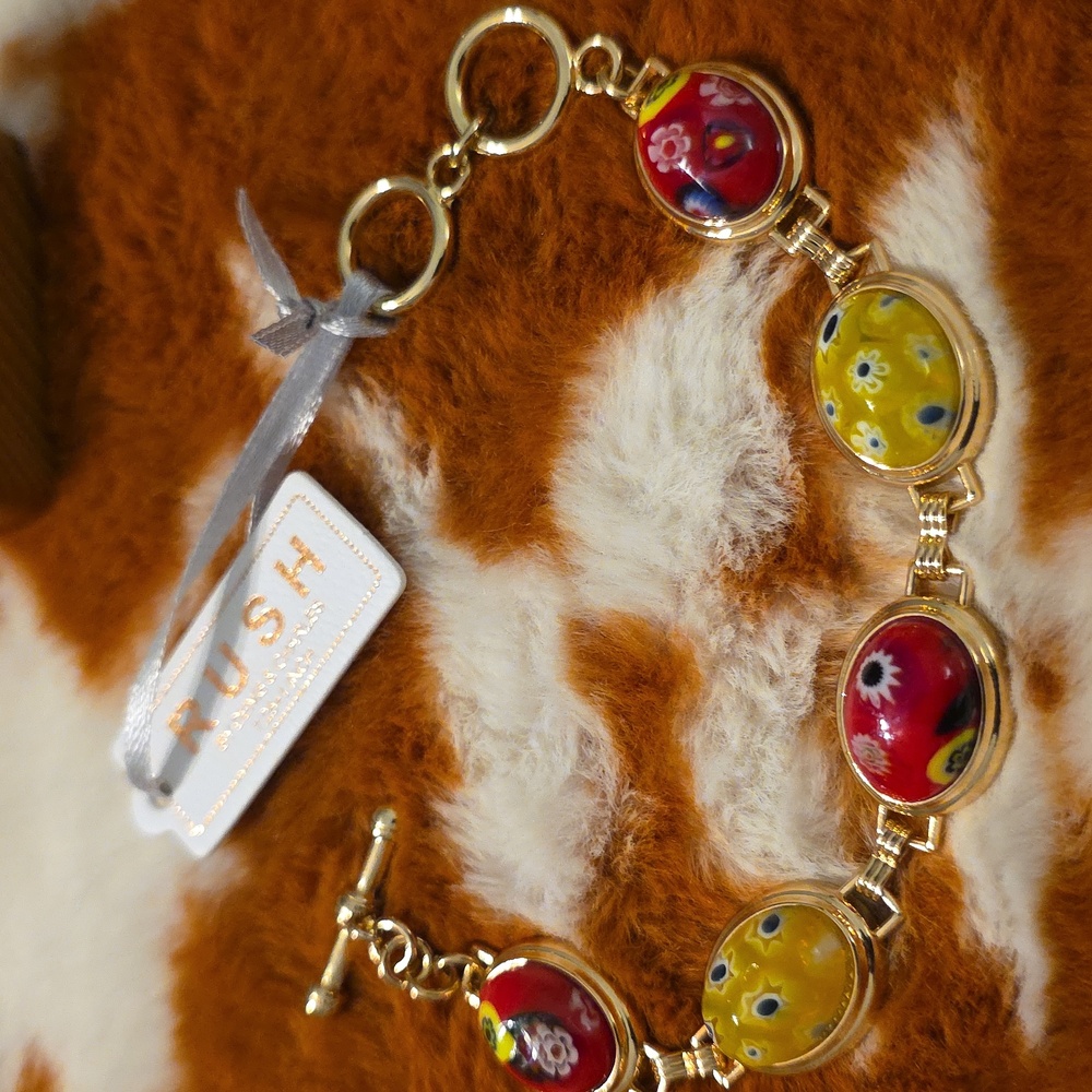 Nwt RUSH Gold Colorful Floral Bracelet - Picture 4 of 6
